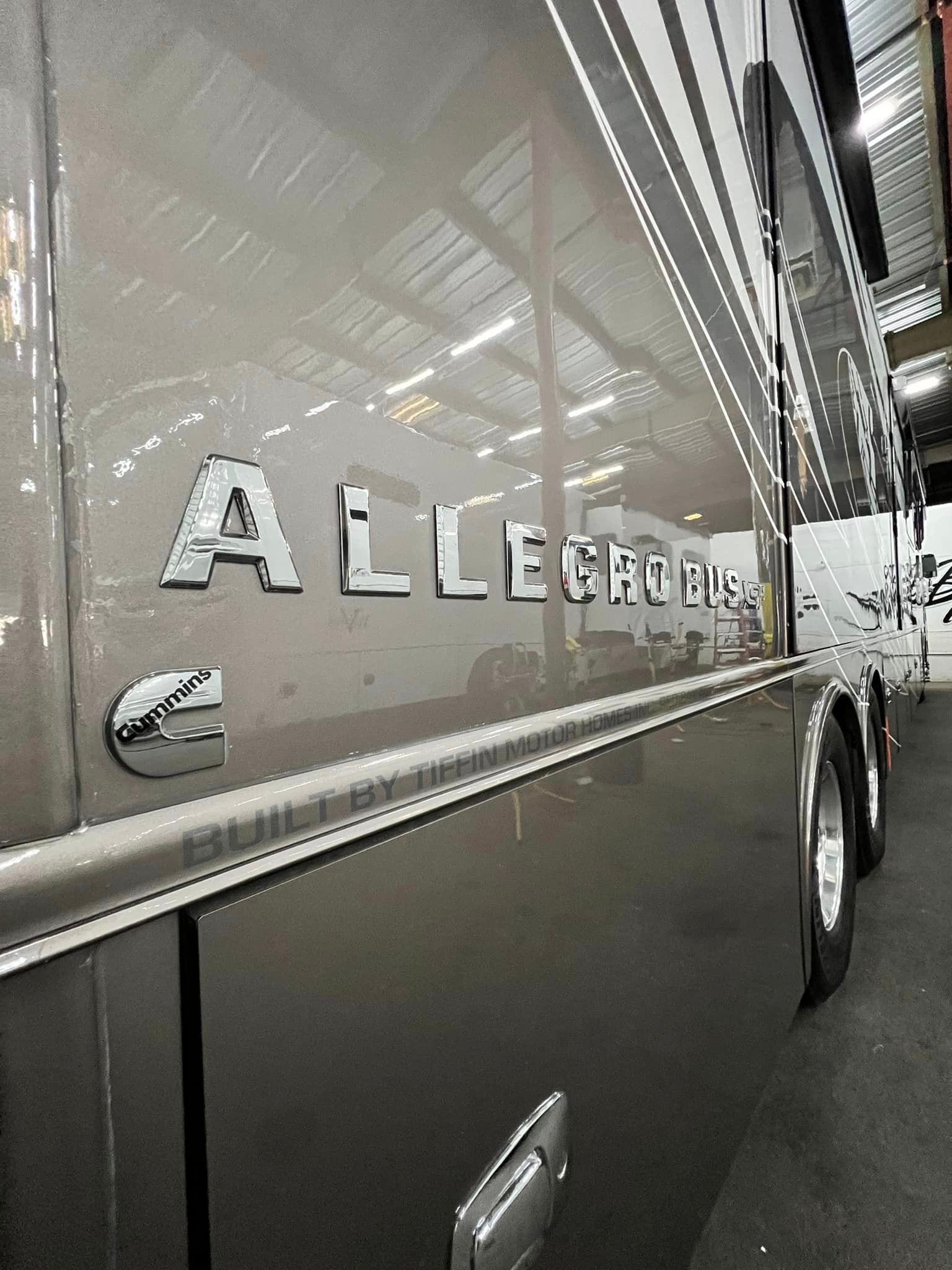 The side of a rv with the word allegheny on it with Bob Moses ceramic coating, Sensha World Crystal Glow