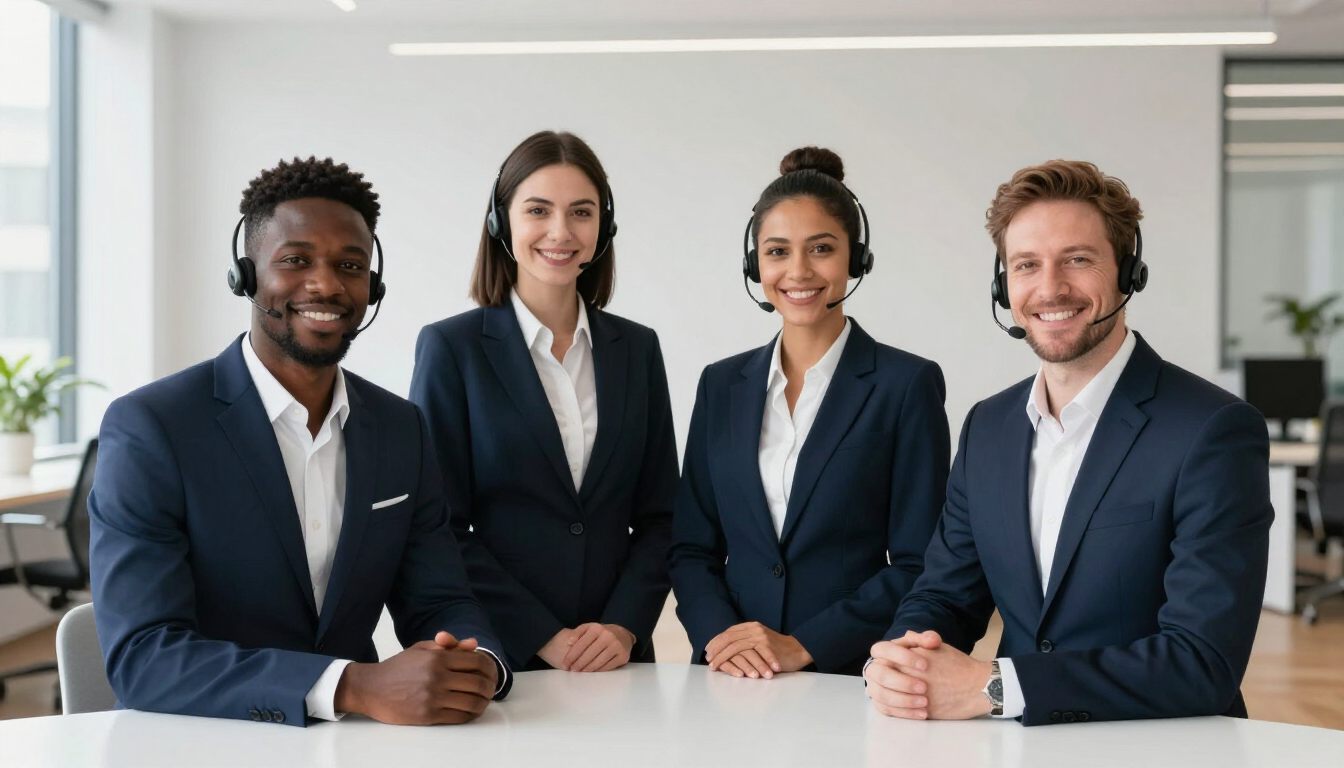Equipe de corretores prontos para atender clientes