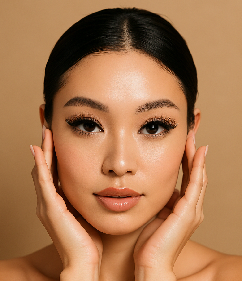 A close up of a woman 's eye with eye patches on it.