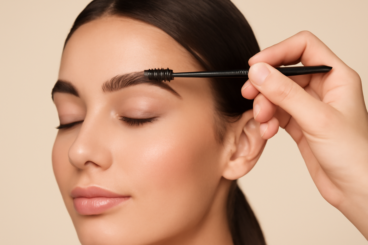 Bare Elegance brow technician shaping a client’s brows with precision tools in Cambridge studio.
