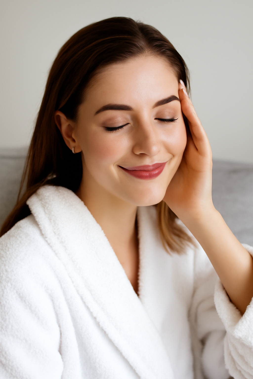 Bare Elegance brow shaping session in a modern studio, highlighting self-care and beauty confidence.