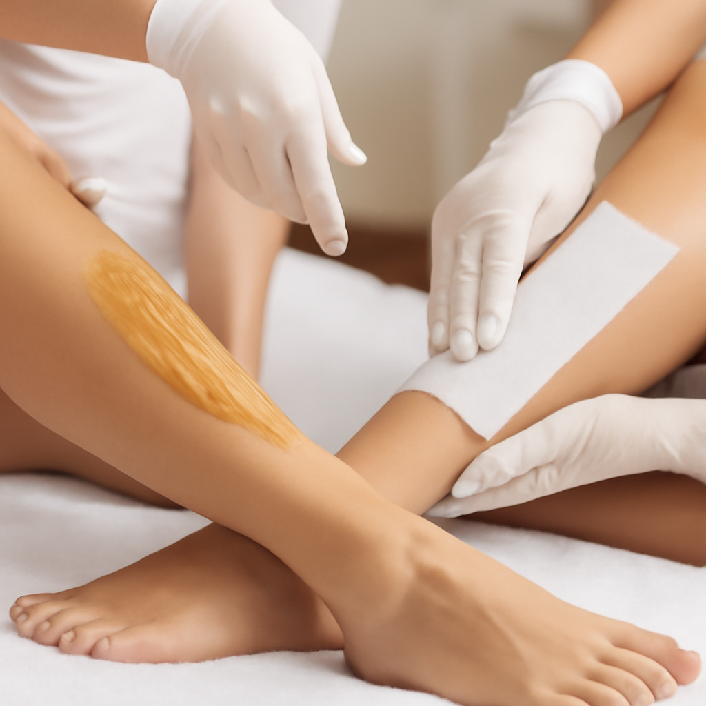 Bare Elegance waxing session in Cambridge studio, highlighting hair removal method comparison.
