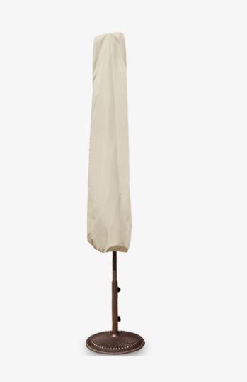 A white umbrella with a cover on it on a white background.