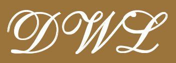The word dwl is written in white on a brown background.