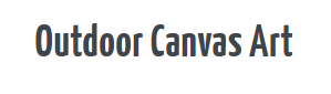 A logo for outdoor canvas art is shown on a white background.