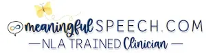 A logo for meaningful speech , a nla trained clinician.