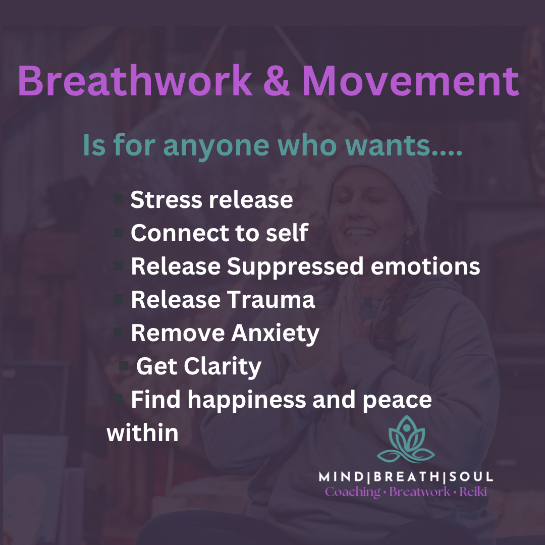 A Poster That Says Breathwork and Movement is for Anyone Who Wants —Mind Breath Soul In Byron Bay, NSW