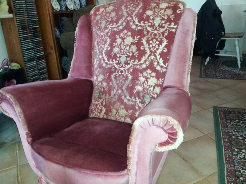 A Pink Chair With A Floral Pattern On It — Alice Springs Carpet Cleaning In Alice Springs, NT