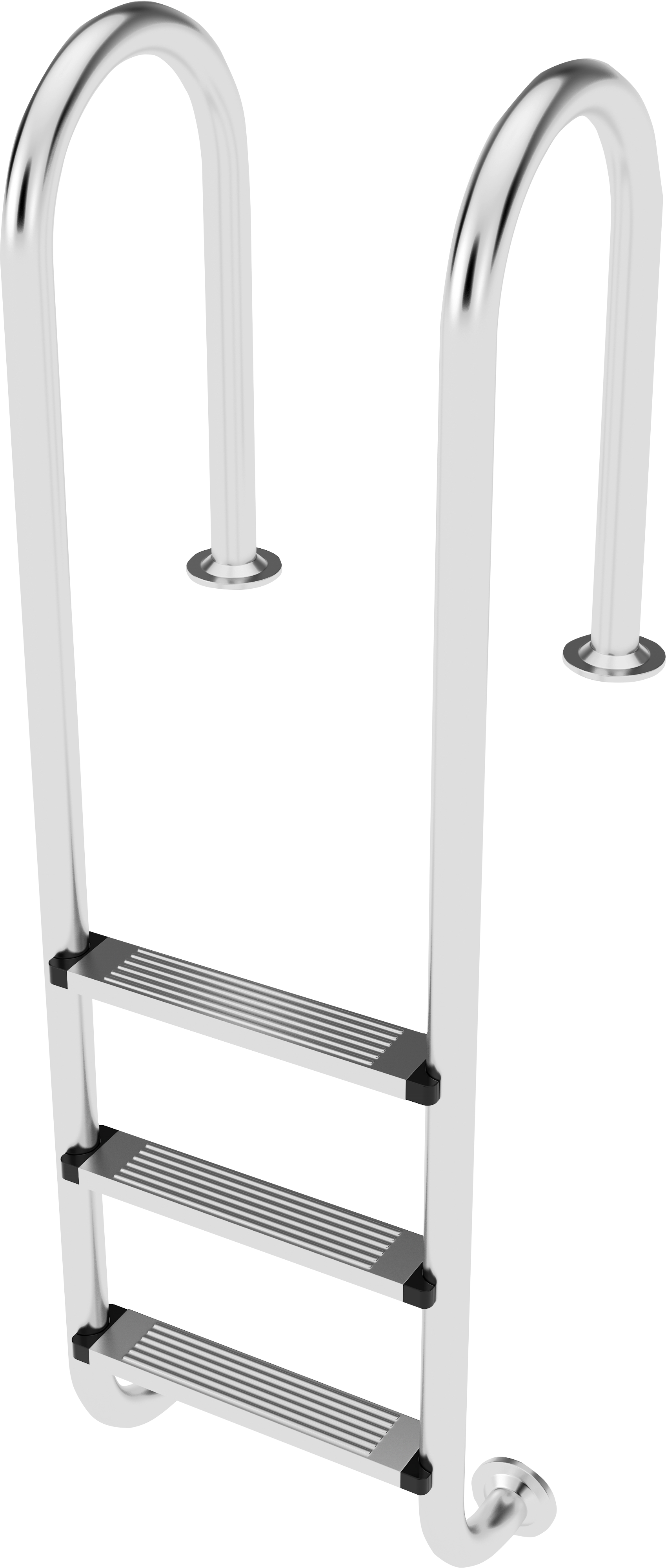 Pool ladder with three steps.