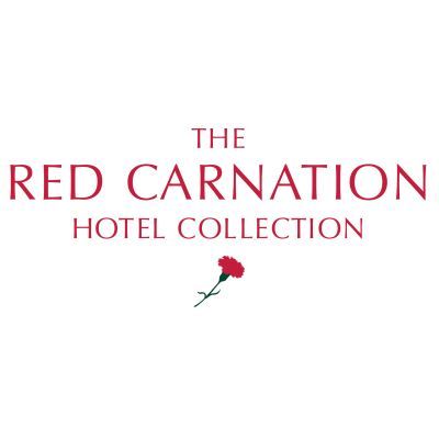 The red carnation hotel collection logo with a red carnation on a white background.
