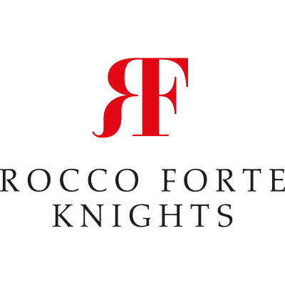 The logo for rocco forte knights is red and white