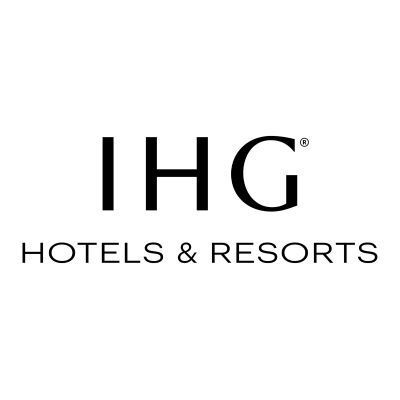 The logo for ihg hotels and resorts is black and white.