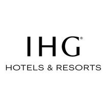 The logo for ihg hotels and resorts is black and white.