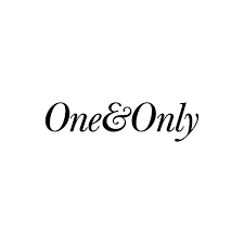 A black and white logo for one & only on a white background.