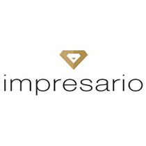 A logo for impresario with a diamond in the middle