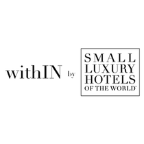 The logo for small luxury hotels of the world is black and white.