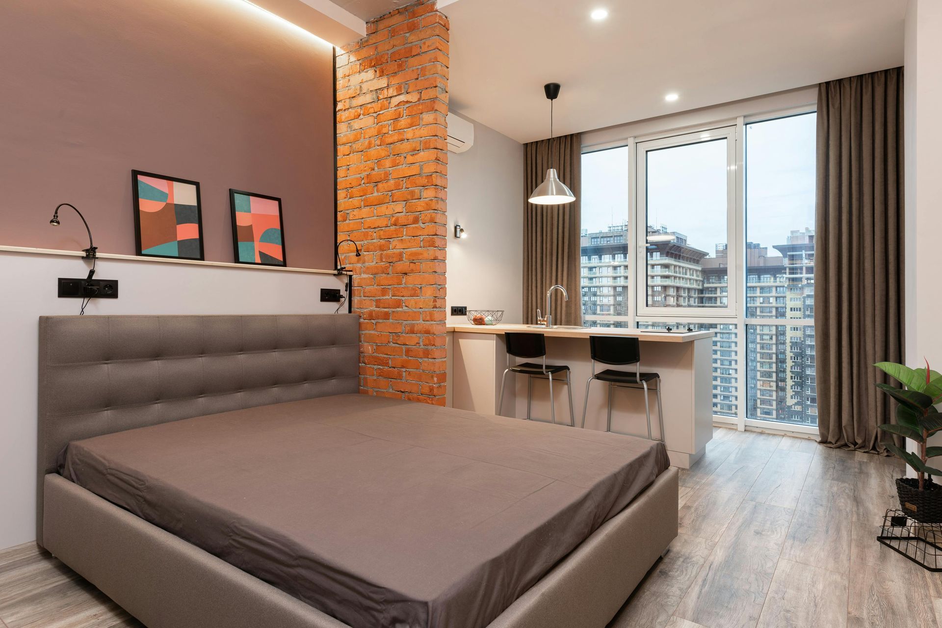 There is a large bed in the middle of the room.