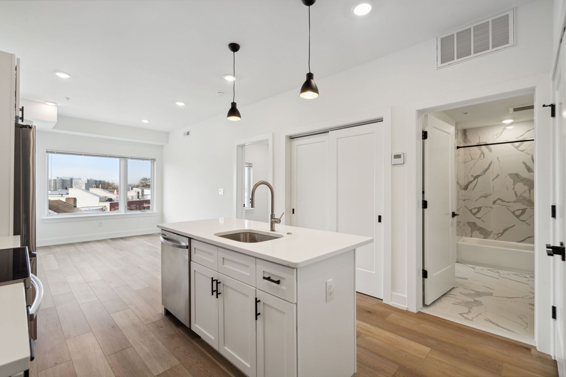 Interior photos of The Crown on Leland apartments in Fairmount, Philadelphia.