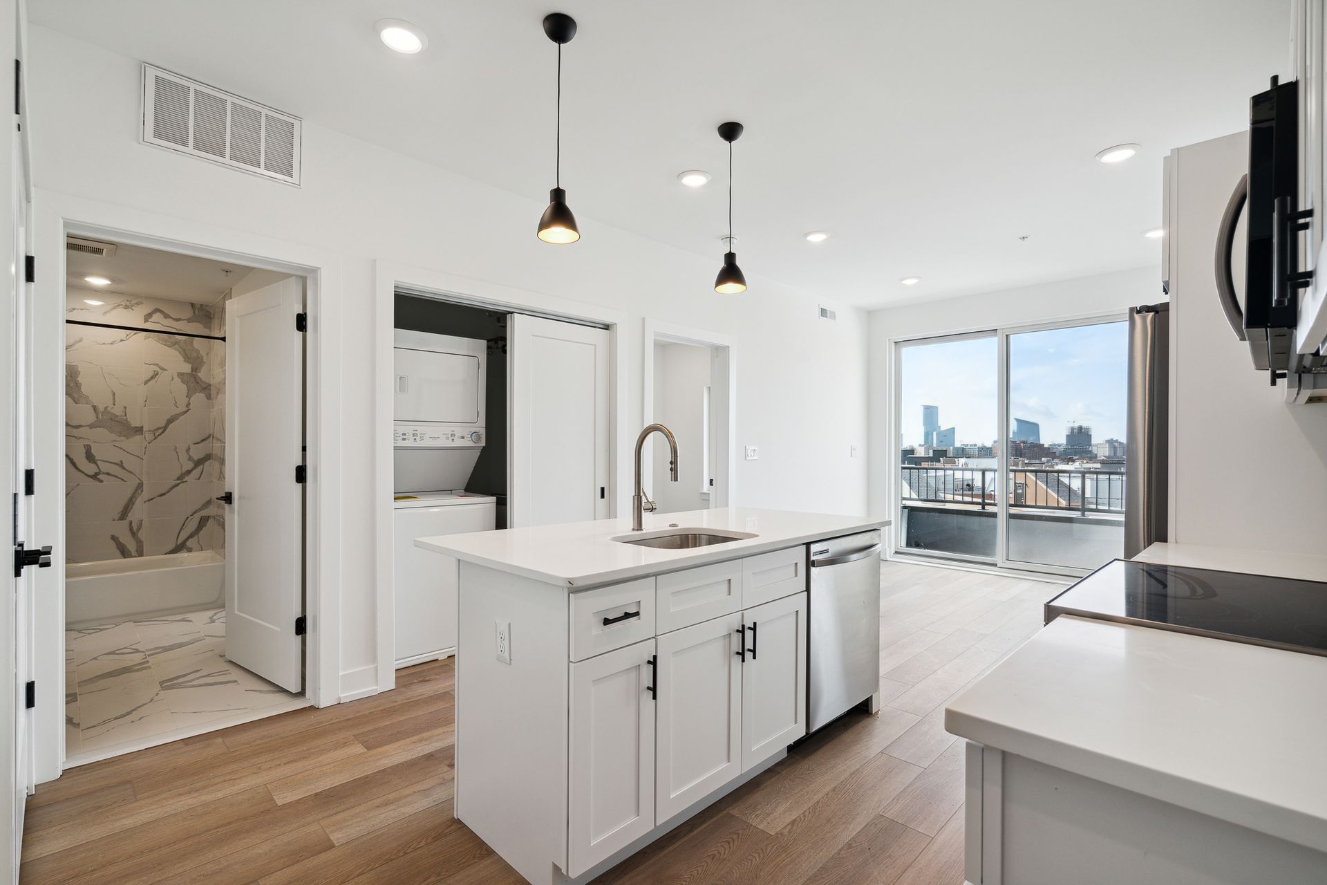 Interior photos of The Crown on Leland apartments in Fairmount, Philadelphia.