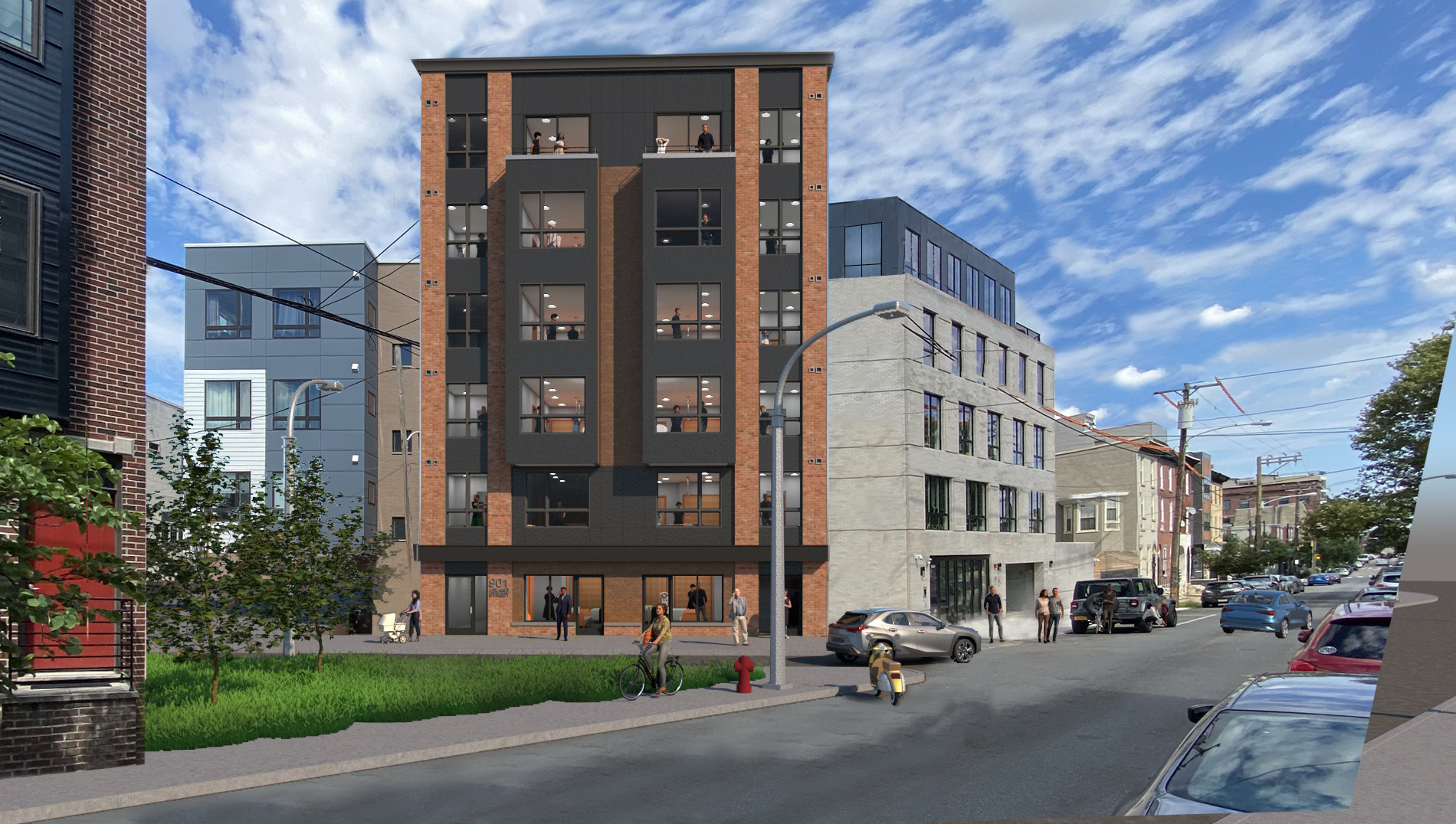 Exterior view of The Crown on Leland apartments in Fairmount, Philadelphia