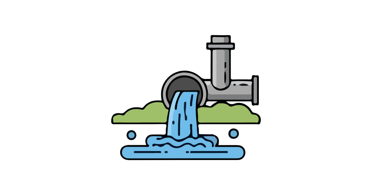 Water flowing from a pipe into a body of water.