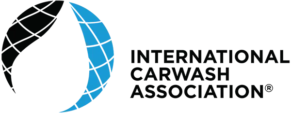 Logo of the International Carwash Association with a black and blue globe.