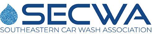 Logo of SECWA (Southeastern Car Wash Association) with a blue water droplet and blue text.
