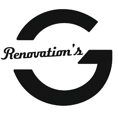 Logo for Vanguard Construction: Yellow house outline with tools, blue and yellow color scheme.