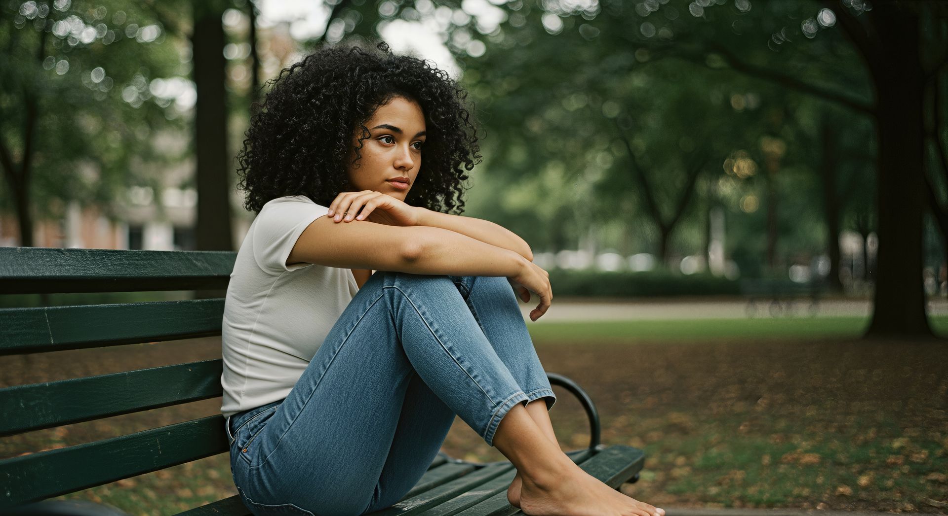 Young woman experiencing dissociation