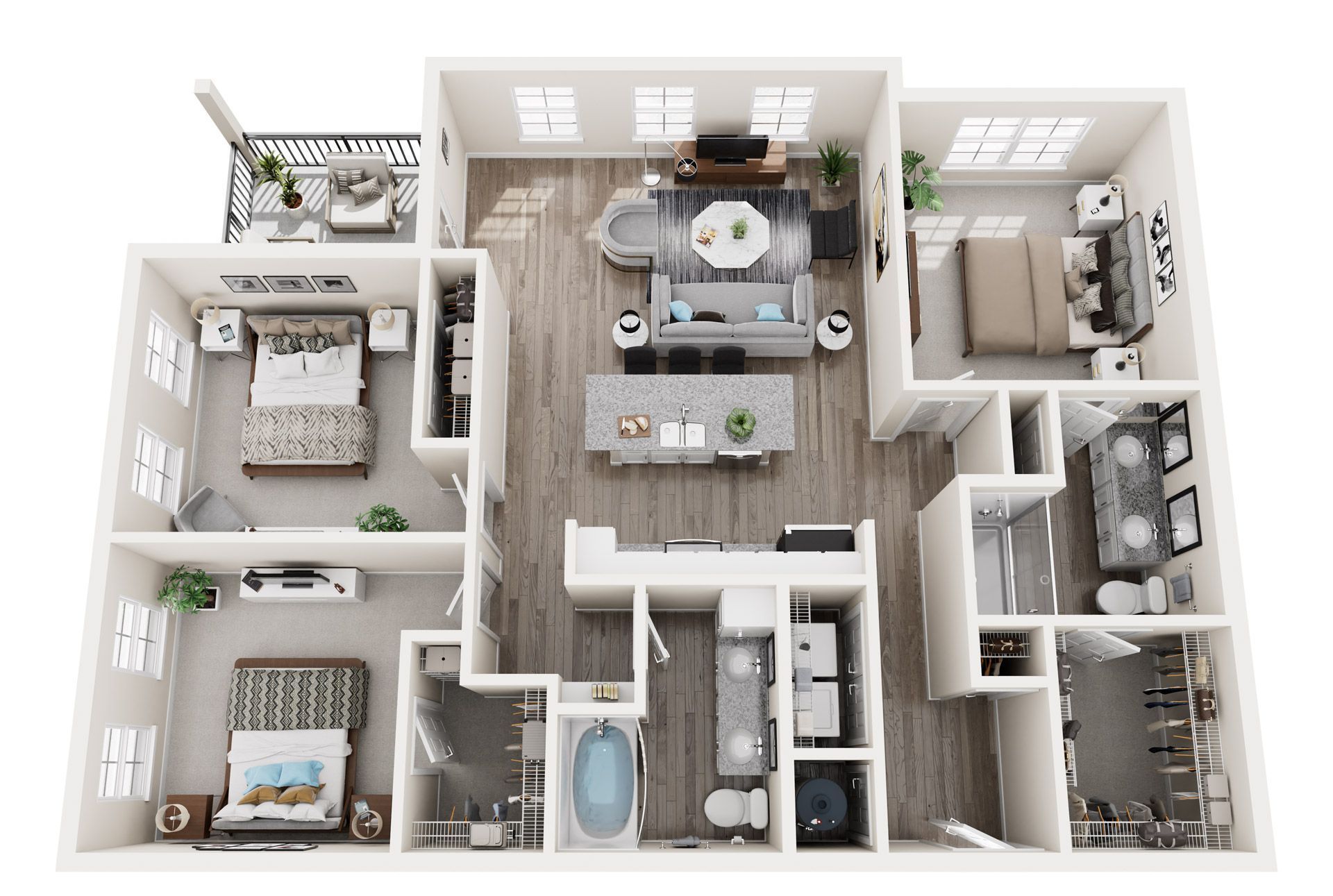 A 3d floor plan of a house with a red banner that says `` only 1 left ''.