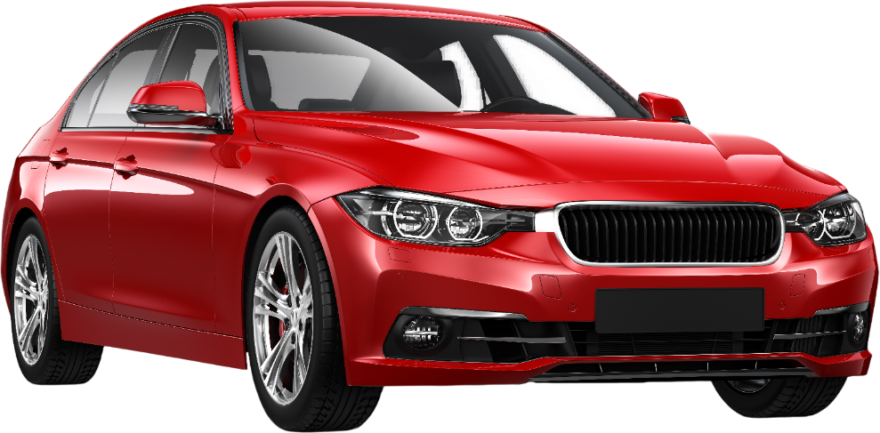 Red sedan car.