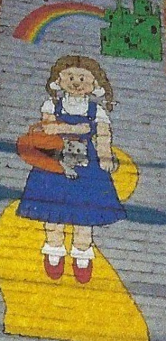 A painting of dorothy from the wizard of oz