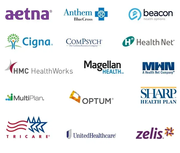 a collage of health insurance companies including aetna cigna magellan and sharp