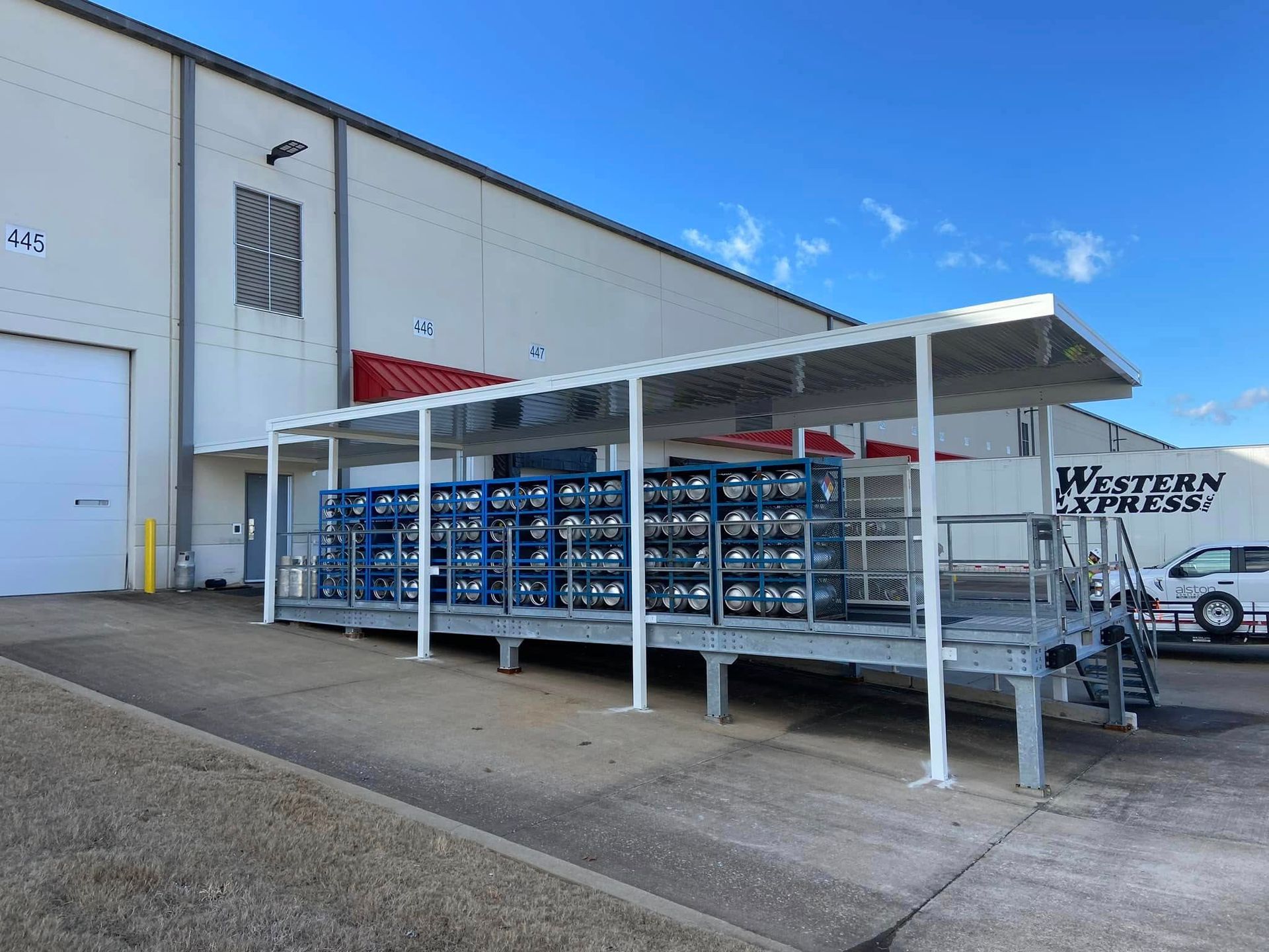 A white building with the word western on it