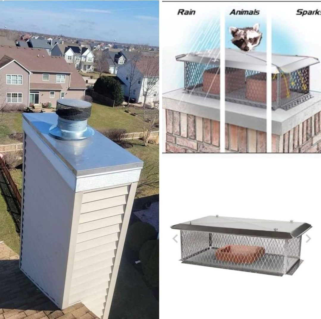A picture of a chimney with a picture of a cat on top of it