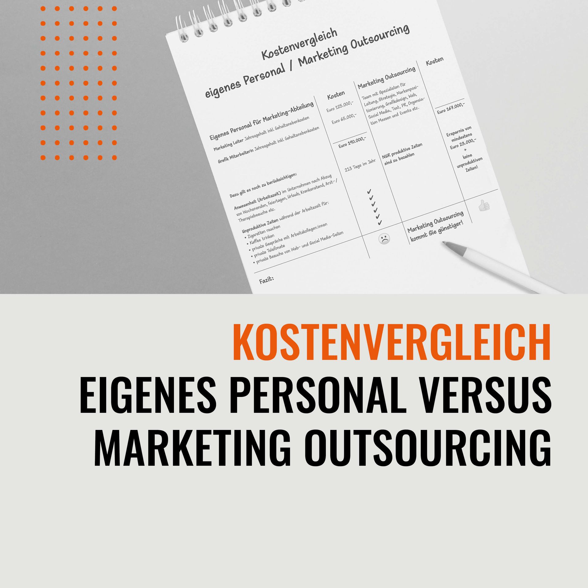 Extramarketing Kostenvergleich: Marketing-Outsourcing vs. feste Mitarbeiter