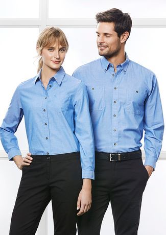 A Man and a Woman Wearing Blue Shirts and Black Pants — Our Suppliers Catalogue