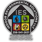 Logo for Indoor Environmental Solutions LLC featuring a house icon with symbols for water, mold, fire, and radiation.