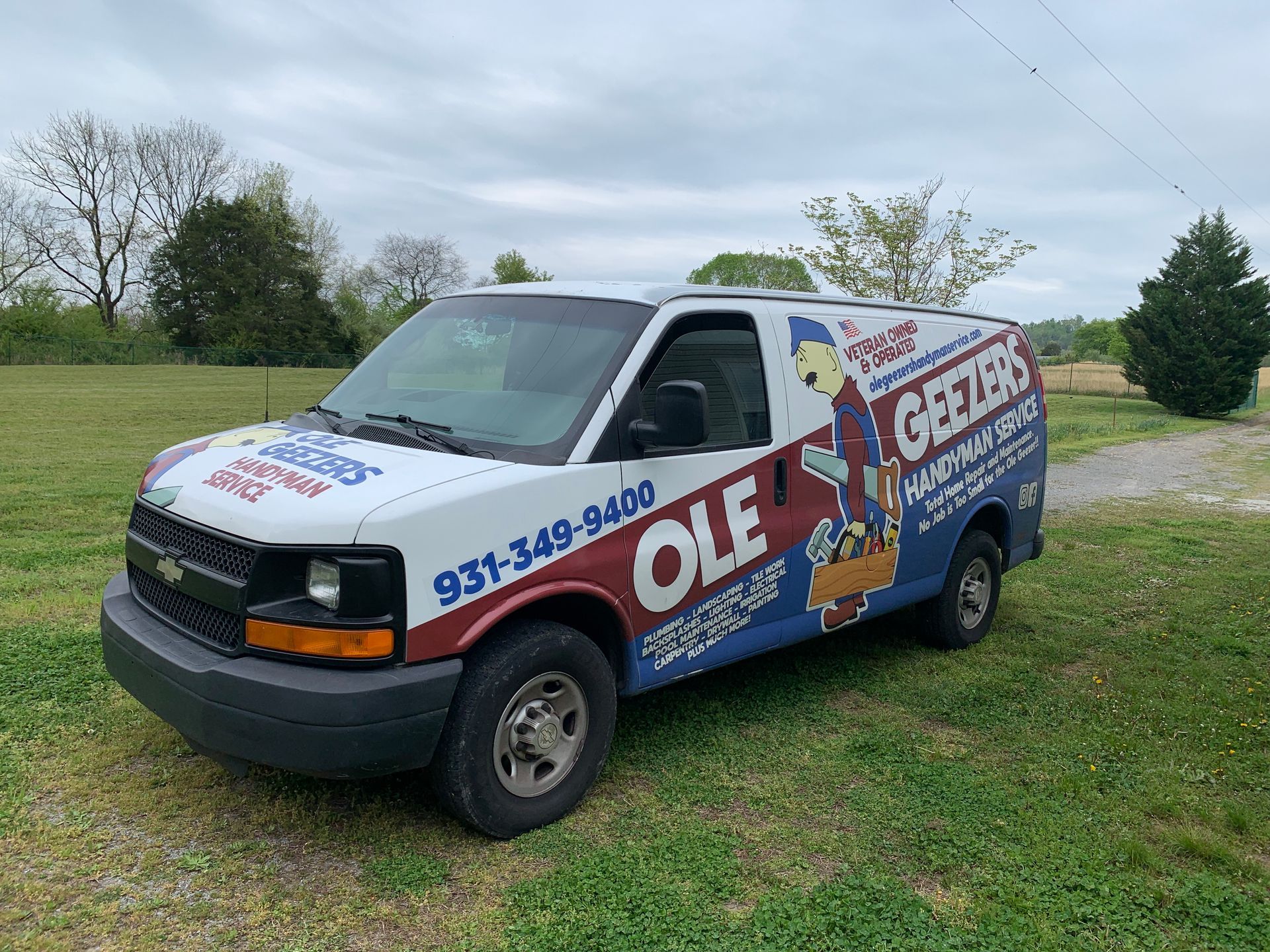 White Chevy van with 