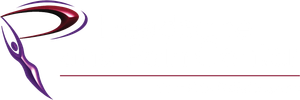 Purple abstract logo with a stylized figure and a horizontal line.