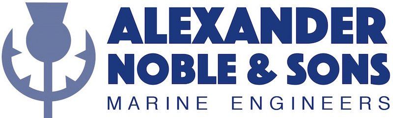 The Alexander Noble & Sons Marine Engineers logo showing a thistle incorporating a boat's wheel