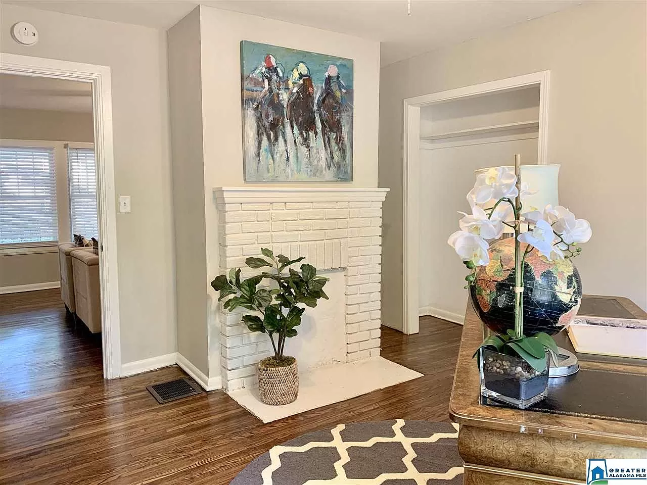 white painted fire place