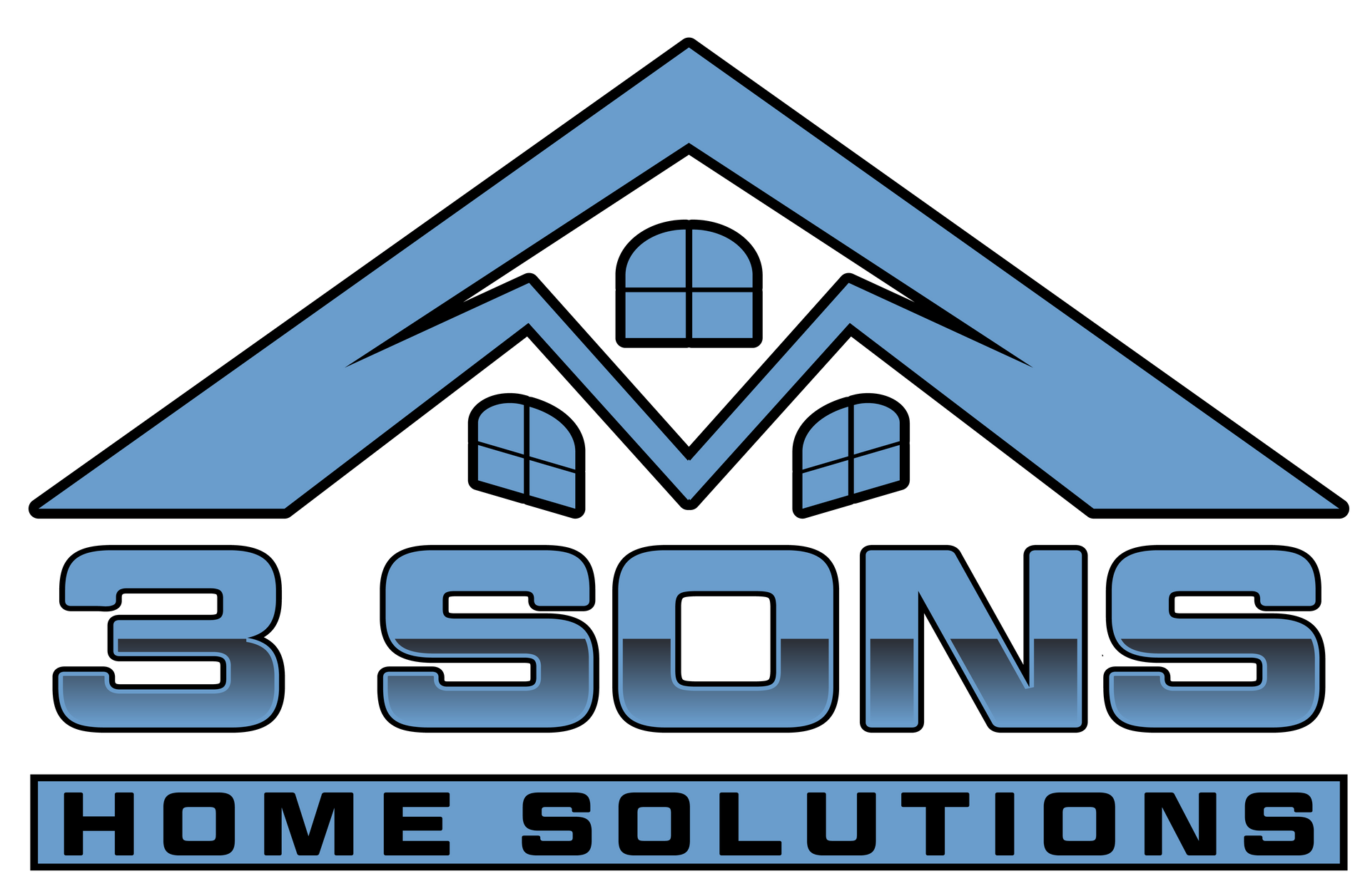 A logo for a company called 3 Sons Siding & Gutters.