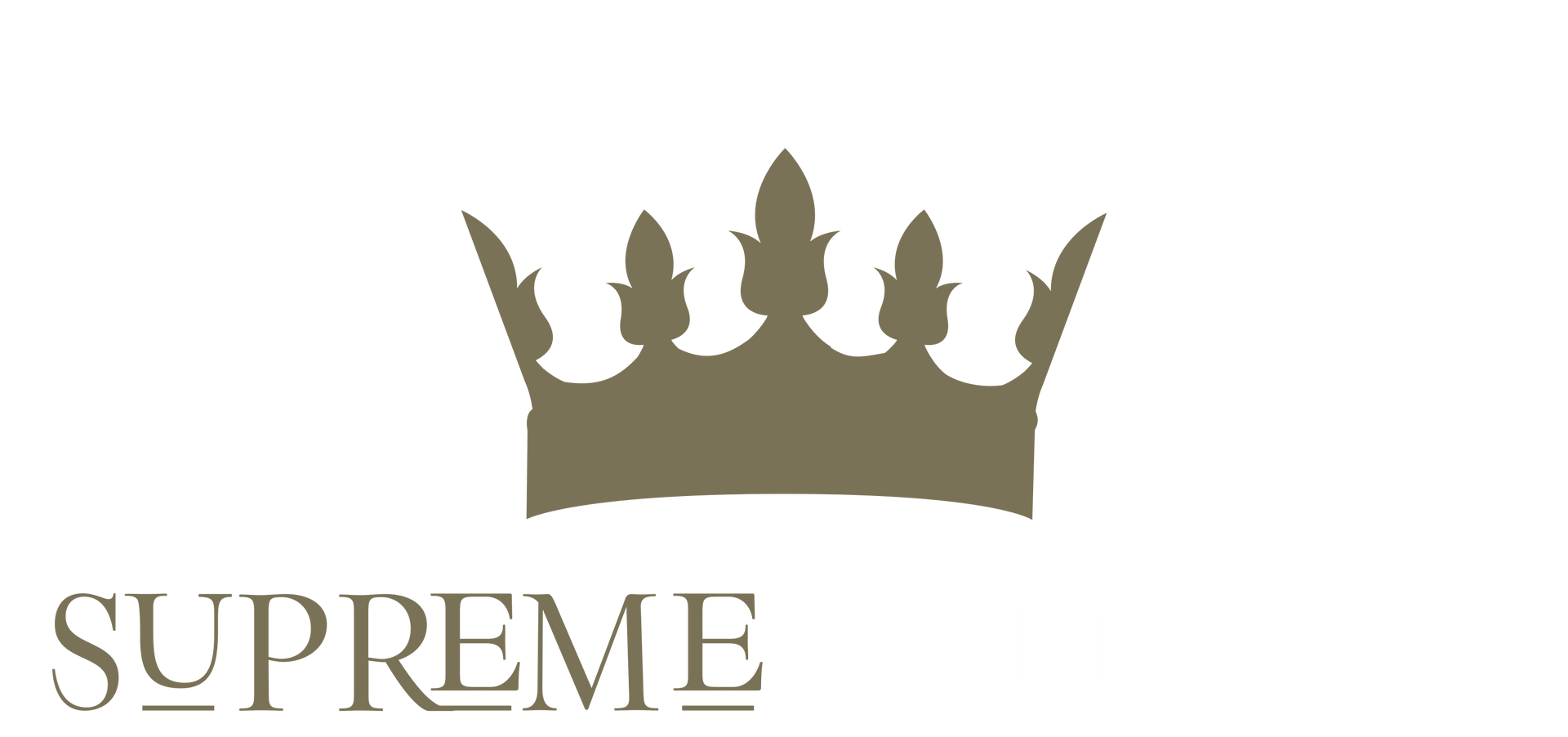 Gold crown above the word “SUPREME” on a white background