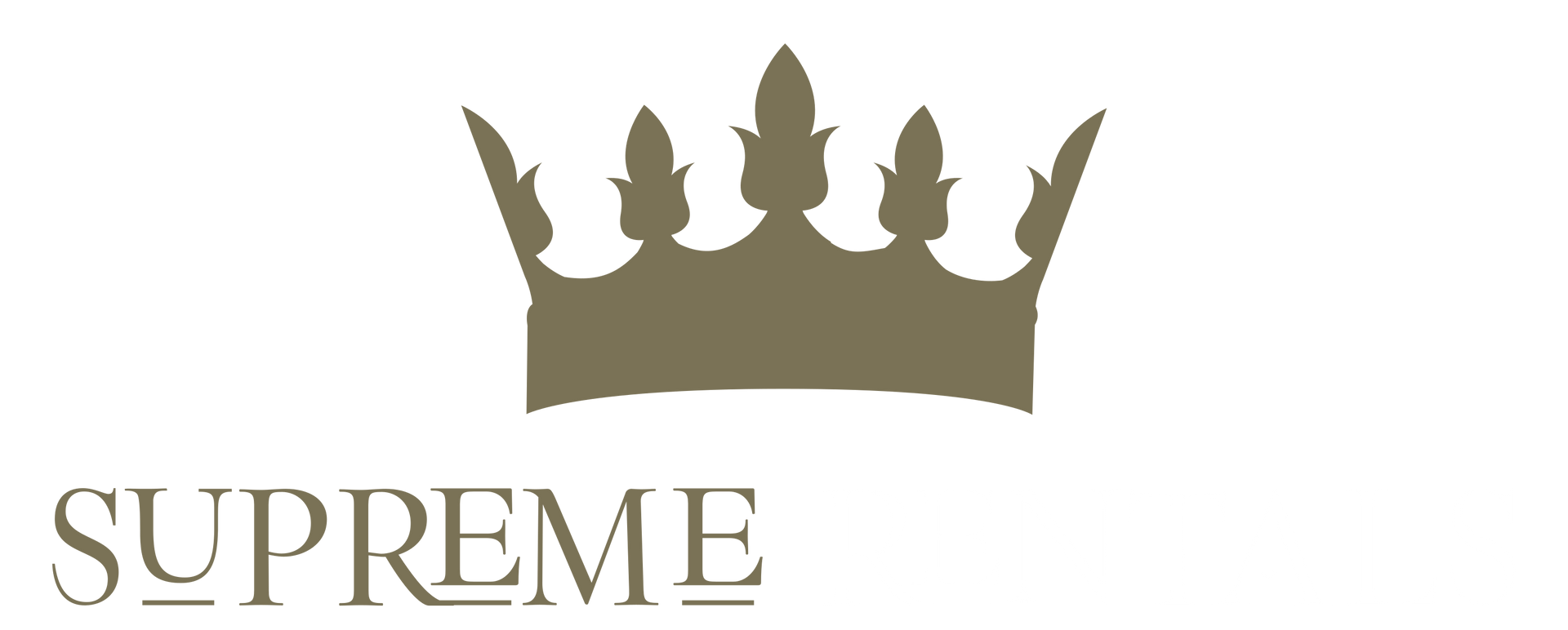 Beige Supreme logo with a crown above the word “SUPREME” on a white background