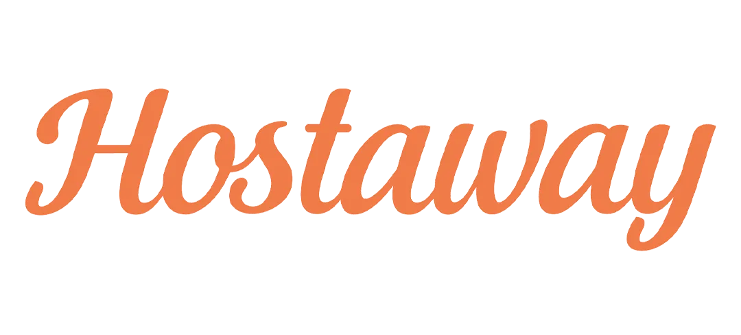 Logotipo naranja de “Hostaway” sobre fondo blanco