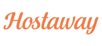 Orange cursive “Hostaway” logo on a white background