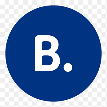Logotipo circular azul con una letra B blanca y un punto en el interior.