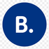 Blue circular logo with a white capital B and a dot