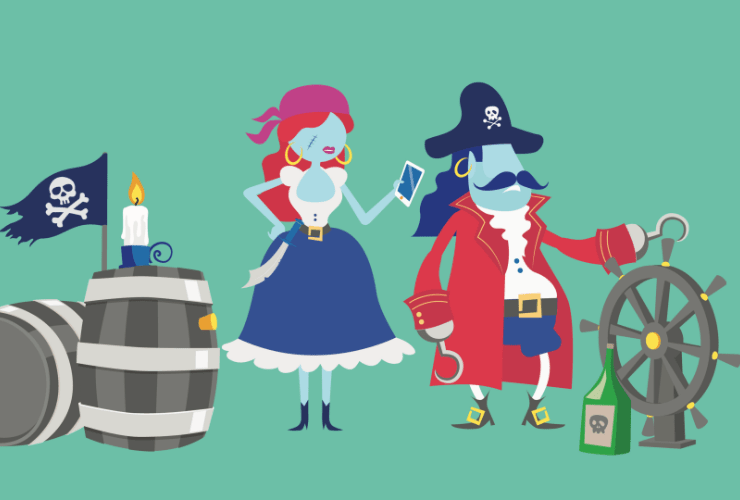 Pirate themed illustrated characters